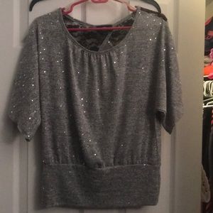 Grey sparkly sweater top